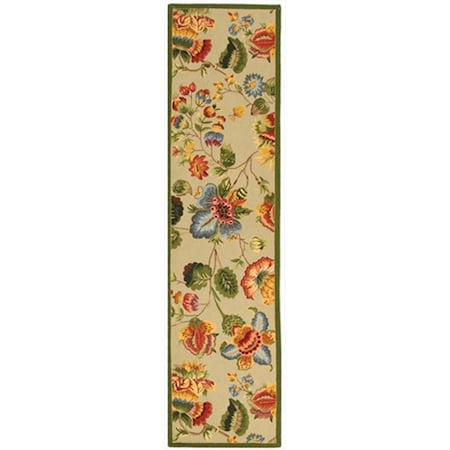 Flowers First 2 ft. - 6 in. x 10 ft. Runner, Country & Floral Chelsea Sage Hand Hooked Rug FL2115229